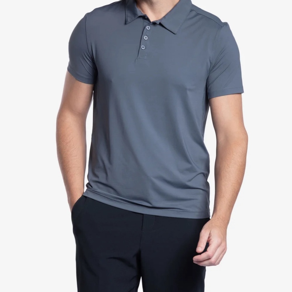 BloqUV Mens Polo Golf Tee UPF Shirt Grey Smoke Size Large NWT Sun Protection